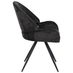 Καρέκλα Περιστρεφόμενη Morea Pakoworld Μπουκλέ Ύφασμα σε Μαύρη Απόχρωση με Μαύρα Μεταλλικά Πόδια 68x66x82.5εκ