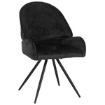 Καρέκλα Περιστρεφόμενη Morea Pakoworld Μπουκλέ Ύφασμα σε Μαύρη Απόχρωση με Μαύρα Μεταλλικά Πόδια 68x66x82.5εκ