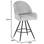 Σκαμπο Μπαρ Περιστρεφόμενο Morea Pakoworld Μπουκλέ Ύφασμα σε Μπεζ Απόχρωση με Μαύρα Μεταλλικά Πόδια 68x66x82.5εκ