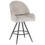 Σκαμπο Μπαρ Περιστρεφόμενο Morea Pakoworld Μπουκλέ Ύφασμα σε Μπεζ Απόχρωση με Μαύρα Μεταλλικά Πόδια 68x66x82.5εκ