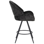 Σκαμπο Μπαρ Περιστρεφόμενο Morea Pakoworld Μπουκλέ Ύφασμα σε Μαύρη Απόχρωση με Μαύρα Μεταλλικά Πόδια 68x66x82.5εκ