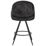 Σκαμπο Μπαρ Περιστρεφόμενο Morea Pakoworld Μπουκλέ Ύφασμα σε Μαύρη Απόχρωση με Μαύρα Μεταλλικά Πόδια 68x66x82.5εκ