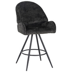 Σκαμπο Μπαρ Περιστρεφόμενο Morea Pakoworld Μπουκλέ Ύφασμα σε Μαύρη Απόχρωση με Μαύρα Μεταλλικά Πόδια 68x66x82.5εκ