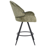 Σκαμπο Μπαρ Περιστρεφόμενο Morea Pakoworld Μπουκλέ Ύφασμα σε Μέντα Απόχρωση με Μαύρα Μεταλλικά Πόδια 68x66x82.5εκ