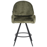 Σκαμπο Μπαρ Περιστρεφόμενο Morea Pakoworld Μπουκλέ Ύφασμα σε Μέντα Απόχρωση με Μαύρα Μεταλλικά Πόδια 68x66x82.5εκ