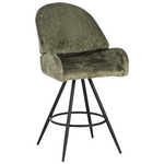 Σκαμπο Μπαρ Περιστρεφόμενο Morea Pakoworld Μπουκλέ Ύφασμα σε Μέντα Απόχρωση με Μαύρα Μεταλλικά Πόδια 68x66x82.5εκ