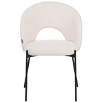 Καρέκλα Masebo Pakoworld Μπουκλέ Ύφασμα σε Λευκή Απόχρωση με Μαύρα Μεταλλικά Πόδια 68x66x82.5εκ