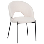 Καρέκλα Masebo Pakoworld Μπουκλέ Ύφασμα σε Λευκή Απόχρωση με Μαύρα Μεταλλικά Πόδια 68x66x82.5εκ