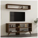 Σύνθετο Σαλονιού Prestige Pakoworld σε Καρυδί Απόχρωση 120x29,6x50εκ