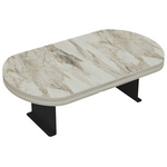 Βοηθητικό Τραπεζάκι Linea Pakoworld σε Γκρι όψη Μαρμάρου  με Μαύρα Μεταλλικά Πόδια 20x35x10εκ