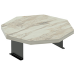 Βοηθητικό Τραπεζάκι Linea Pakoworld σε Γκρι όψη Μαρμάρου με Μαύρα Μεταλλικά Πόδια Φ34x10εκ