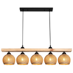 Φωτιστικό Οροφής Πεντάφωτο Salote Pakoworld ε27 σε Καφέ-Φυσική Απόχρωση 100x18x24εκ