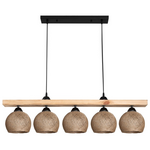 Φωτιστικό Οροφής Πεντάφωτο Salote Pakoworld ε27 σε Καφέ-Φυσική Απόχρωση 100x18x24εκ