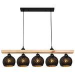 Φωτιστικό Οροφής Πεντάφωτο Salote Pakoworld ε27 σε Καφέ-Μαύρη Απόχρωση 100x18x24εκ