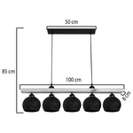 Φωτιστικό Οροφής Πεντάφωτο Salote Pakoworld ε27 σε Καφέ-Μαύρη Απόχρωση 100x18x24εκ