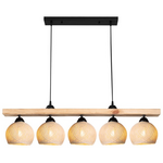 Φωτιστικό Οροφής Πεντάφωτο Salote Pakoworld ε27 σε Καφέ-Κρέμα Απόχρωση 100x18x24εκ