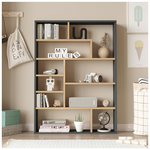 Βιβλιοθήκη Decora Pakoworld σε Φυσική-Ανθρακί Απόχρωση 90x22x123.6εκ