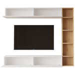 Σύνθεση Σαλονιού Compo Επιτοίχιο Pakoworld σε Φυσικό-Λευκό Απόχρωση 169,10x25,8x143.5εκ