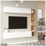 Σύνθεση Σαλονιού Compo Επιτοίχιο Pakoworld σε Φυσικό-Λευκό Απόχρωση 169,10x25,8x143.5εκ