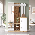 Έπιπλο Εισόδου Saron με Καθρέπτη Pakoworld σε Φυσική-Λευκή Απόχρωση 113x35x180εκ