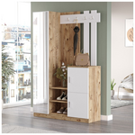 Έπιπλο Εισόδου Saron με Καθρέπτη Pakoworld σε Φυσική-Λευκή Απόχρωση 113x35x180εκ