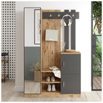 Έπιπλο Εισόδου Saron με Καθρέπτη Pakoworld σε Φυσικό-Ανθρακί Απόχρωση 113x35x180εκ