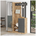 Έπιπλο Εισόδου Saron με Καθρέπτη Pakoworld σε Φυσικό-Ανθρακί Απόχρωση 113x35x180εκ