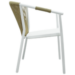 Πολυθρόνα Αλουμινίου Convince Pakoworld Στοιβαζόμενη με Λευκό Σκελετό-Textilene-pe Rattan σε Φυσική Απόχρωση 56x63x82εκ