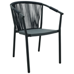 Πολυθρόνα Αλουμινίου Convince Pakoworld Στοιβαζόμενη με Γκρι Σκελετό-Textilene-pe Rattan 56x63x82εκ