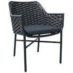 Πολυθρόνα Αλουμινίου-pp Ortegia Pakoworld Στοιβαζόμενη με Ανθρακί Σκελετό και Σχοινί 57x62x82εκ
