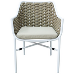 Πολυθρόνα Αλουμινίου Ortegia Pakoworld Στοιβαζόμενη με Λευκό Σκελετό- Χακί Σχοινί 57x62x82εκ