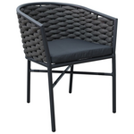 Πολυθρόνα Αλουμινίου Noevo Pakoworld Στοιβαζόμενη με Ανθρακί Σκελετό-Σχοινι 57x62x77εκ