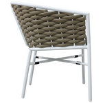 Πολυθρόνα Αλουμινίου Noevo Pakoworld Στοιβαζόμενη με Λευκό Σκελετό-Φυσικό Σχοινί 57x62x77εκ