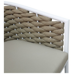 Πολυθρόνα Αλουμινίου Noevo Pakoworld Στοιβαζόμενη με Λευκό Σκελετό-Φυσικό Σχοινί 57x62x77εκ