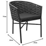 Πολυθρόνα Αλουμινίου Noevo Pakoworld Στοιβαζόμενη με Λευκό Σκελετό-Φυσικό Σχοινί 57x62x77εκ