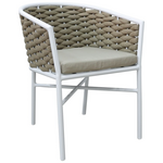 Πολυθρόνα Αλουμινίου Noevo Pakoworld Στοιβαζόμενη με Λευκό Σκελετό-Φυσικό Σχοινί 57x62x77εκ