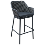 Σκαμπό Μπαρ Αλουμινίου Zuki Pakoworld Στοιβαζόμενη με Γκρι Σκελετό και Μαξιλάρι 55x54x109εκ