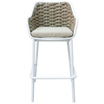 Σκαμπό Μπαρ Αλουμινίου Zuki Pakoworld Στοιβαζόμενη με Λευκό Σκελετό-Φυσικό Σχοινί 55x54x109εκ