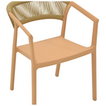 Πολυθρόνα Sillia Pakoworld Στοιβαζόμενη pp Cappuccino Απόχρωση με Μπεζ Rattan 55x52x74.5εκ