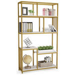 Βιβλιοθήκη-Ραφιέρα Denver Pakoworld με Χρυσό Μεταλλικό Σκελετό και Λευκή όψη Μαρμάρου 100x30x180εκ