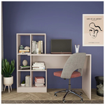 Γραφείο Εργασίας με Βιβλιοθήκη Dustin Pakoworld σε Απόχρωση Ανοιχτό Γκρι 118x56x112εκ