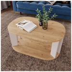 Τραπέζι Solka Pakoworld σε oak Απόχρωση με Ανοιχτό Γκρι 90x56x40εκ