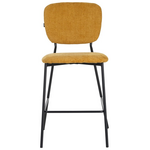 Σκαμπό Μπαρ Cathair Pakoworld Μπουκλέ Ύφασμα σε Μουσταρδι Απόχρωση με Μαύρα Μεταλλικά Πόδια 48x54x100εκ