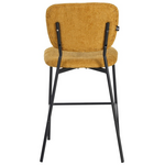 Σκαμπό Μπαρ Cathair Pakoworld Μπουκλέ Ύφασμα σε Μουσταρδι Απόχρωση με Μαύρα Μεταλλικά Πόδια 48x54x100εκ