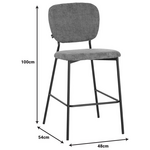 Σκαμπό Μπαρ Cathair Pakoworld Μπουκλέ Ύφασμα σε Μουσταρδι Απόχρωση με Μαύρα Μεταλλικά Πόδια 48x54x100εκ