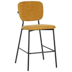 Σκαμπό Μπαρ Cathair Pakoworld Μπουκλέ Ύφασμα σε Μουσταρδι Απόχρωση με Μαύρα Μεταλλικά Πόδια 48x54x100εκ