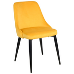 Καρέκλα Zedna Pakoworld Κίτρινο Βελούδο με Μαύρα Μεταλλικά Πόδια 51x58x84εκ
