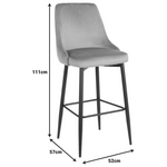 Σκαμπό Μπαρ Zedna Pakoworld Μπεζ Βελούδο με Μαύρα Μεταλλικά Πόδια 52x57x111εκ