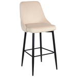 Σκαμπό Μπαρ Zedna Pakoworld Μπεζ Βελούδο με Μαύρα Μεταλλικά Πόδια 52x57x111εκ