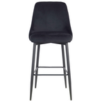 Σκαμπό Μπαρ Zedna Pakoworld Μαύρο Βελούδο με Μαύρα Μεταλλικά Πόδια 52x57x111εκ